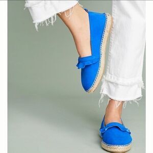 ANTHROPOLOGIE RUFFLED BLUE SUEDE‎ ESPADRILLES 38 (7.5)